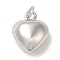 Rack Plating Brass Pendants, Cadmium Free & Lead Free, with Jump Ring, Puffed Heart Charms, Platinum, 14.5x11.5x7mm, Hole: 3mm