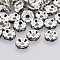 Brass Rhinestone Spacer Beads, Grade A, Wavy Edge, Silver Color Plated, Rondelle, Black Diamond, 8x3.8mm, Hole: 1mm