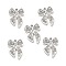 Alloy Crystal Rhinestone Pendants, Bowknot Charms, Platinum, 19.5x15x2.8mm, Hole: 2mm