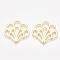 Brass Pendants, Fan, Nickel Free, Real 18K Gold Plated, 25.5x26x1mm, Hole: 0.9mm