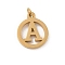 304 Stainless Steel Charms
with Jump Ring, Golden, Ring with Letter Charm, Letter A, 14.5x12x1.5mm, Hole: 3mm