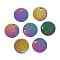 Ion Plating(IP) 304 Stainless Steel Charms, Textured, Laser Cut, Flat Round, Rainbow Color, 12x1mm, Hole: 1.4mm
