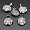 Flat Round with Dragon Platinum Plated Brass Natural Rose Quartz Pendants, Cadmium Free & Lead Free, 26.5x24x9mm, Hole: 7x4mm