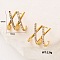 Stainless Steel Cross Stud Earrings, with Clear Cubic Zirconia, Golden, 15x5mm