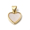 Brass Shell Pendants, Heart Charms, with Jump Ring, Real 16K Gold Plated, 12x11.5x2.5mm, Hole: 4.5mm