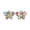 Ion Plating(IP) 304 Stainless Steel Pendant Rhinestone Settings, Butterfly, Rainbow Color, Fit for 1.2mm Rhinestone, 17x21x3mm, Hole: 3.5x1.5mm