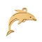 Ion Plating(IP) 304 Stainless Steel Pendants, Laser Cut, Golden, Ocean Animal Charm, Dolphin, 15.5x26.5x1mm, Hole: 2.5mm
