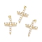 Brass Micro Pave Clear Cubic Zirconia Pendants, Cross, Golden, 34.5x23.5x4.5mm, Hole: 3.5x4.5mm