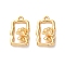 Brass Pendants, Rectangle with Flower Charms, Real 18K Gold Plated, 16x10x5mm, Hole: 1.2mm