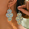 Elegant Iron Dangle Earrings, Platinum, Flower, 68x35mm