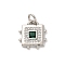 Brass Micro Pave Cubic Zirconia Pendants, Lead Free & Cadmium Free, Platinum, Square, Medium Blue, 13x12x2.5mm, Hole: 3mm