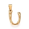 304 Stainless Steel Pendants, Bamboo Style, Letter, Ion Plating(IP), Real 18K Gold Plated, Letter.U, 19x13x3mm, Hole: 3x7mm