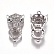 Brass Micro Pave Cubic Zirconia Links connectors, Leopard Head, Clear, Platinum, 29x14.6x6.5mm, Hole: 1.6mm