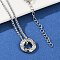 304 Stainless Steel Crystal Rhinestone Hexagon Pendant Necklaces for Women, Stainless Steel Color, 17.40 inch(44.2cm)