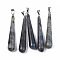 Natural Labradorite Big Pendants, with Platinum Tone Iron Pinch Bail, Teardrop, 58.5~59.5x10mm, Hole: 4x6.5mm