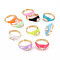 Brass Micro Pave Clear Cubic Zirconia Cuff Rings, Open Rings, with Enamel, Horse Eye, Cadmium Free & Nickel Free & Lead Free, Real 16K Gold Plated, Mixed Color, US Size 6, Inner Diameter: 17mm