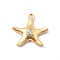 Brass Micro Pave Cubic Zirconia Pendants, Cadmium Free & Nickel Free & Lead Free, Real 18K Gold Plated, Starfish, 14x15x3.5mm, Hole: 1.4mm