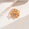 Geometric Brass Pave Cubic Zirconia Adjustable Finger Rings for Women, Turquoise, 22mm, Inner Diameter: Adjustable