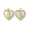 Brass Micro Pave Cubic Zirconia Pendants, Cadmium Free & Lead Free, with Shell, Virgin Mary Pattern, Real 18K Gold Plated, Heart, 18.5x18x3mm, Hole: 3mm
