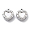 304 Stainless Steel Pave Shell Heart Charms, Stainless Steel Color, 13.5x12.5x5mm, Hole: 1.2mm