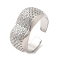 Brass Micro Pave Cubic Zirconia Open Cuff Rings, Cadmium Free & Lead Free, Platinum, Inner Diameter: 17mm