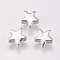 Brass Beads, Star, Platinum, 6x6x2.5~3.3mm, Hole: 1mm