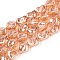 Electroplate Transparent Glass Beads Strands, Nuggets, Light Salmon, 11~11.5x8~10x8~10mm, Hole: 0.8mm, about 60pcs/strand, 26.38 inch(67cm)
