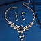 Flower Alloy Rhinestone Pendant Necklaces & Teardrop Stud Dangle Earrings Sets, Golden, Montana, 420mm