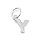 925 Sterling Silver Letter Charms, with Jump Rings and 925 Stamp, Silver Color Plated, Letter Y, 7.5x7.5x0.8mm, Hole: 4mm