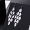 Alloy Leaf Cluster Tassel Dangle Earrings, Matte Silver Color