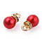 ABS Plastic Charms, with Golden Tone Iron Findings and Rhinestone, Dyed, Round Charm, FireBrick, 13.5x8mm, Hole: 2.5mm