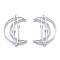 Non-Tarnish 201 Stainless Steel Filigree Joiners Links, Moon, Stainless Steel Color, 35x24x1mm