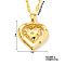 Brass Pave Cubic Zirconia Hollow Double Heart Pendant Necklace, for Women, Golden, Clear, 15.75 inch(40cm)