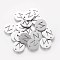 Non-Tarnish 201 Stainless Steel Charms, Flat Round with Letter, Stainless Steel Color, Letter.N, 12x1mm, Hole: 1.5mm