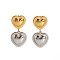 Stylish Stainless Steel Two Tone Heart Tassel Stud Earrings, Golden & Silver, 38x17.5mm