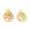 Eco-Friendly Brass Micro Pave Cubic Zirconia Pendants, with Jump Ring, Lead Free & Cadmium Free, Long-Lasting Plated, Flat Round with Tree of Life Charm, Real 18K Gold Plated, 16.5x14x3mm, Hole: 3.5mm