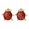 304 Stainless Steel Enamel Pendants, Ladybug Charms, PVD Vacuum Plating, Real 18K Gold Plated, Red, 29.5x29x6mm, Hole: 1.6mm