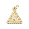 Rack Plating Brass Clear Cubic Zirconia Pendants, with Jump Ring, Long-Lasting Plated, Lead Free & Cadmium Free, Triangle Charms, Real 18K Gold Plated, 14x13x2mm, Hole: 3mm