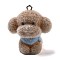 Flocky Resin Pendants, with Platinum Iron Loop, Teddy, 29x29x24.5mm, Hole: 2mm