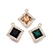 Alloy Glass Pendants, with Rhinestone, Cadmium Free & Lead Free, Rhombus Charms, Mixed Color, 25x21.5x5mm, Hole: 1.8mm