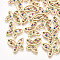 Brass Cubic Zirconia Cabochons, Cadmium Free & Nickel Free & Lead Free, Butterfly, Real 18K Gold Plated, Colorful, 14x15x2mm