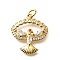 Brass Micro Pave Cubic Zirconia Pendants, Cadmium Free & Lead Free, Real 18K Gold Plated Charms, with Jump Ring, Phenix, 20.5x18.5x3.5mm, Hole: 3mm