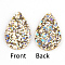 PU Leather Pendants, with Sequins, teardrop, Light Khaki, 39x25x2mm, Hole: 1.5mm