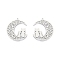 Non-Tarnish 201 Stainless Steel Pendants, Moon with Cat, Stainless Steel Color, 32.5x29x1.5mm, Hole: 1.5mm