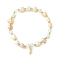 Charm Bracelets, with Natural Cultured Freshwater Pearl Beads, Glass Beads, Brass Round Spacer Beads and Brass Pendants, Whale Tail Shape, with Burlap Bags, Seashell Color, 2-1/8 inch(5.3cm)