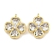 Brass with Clear Cubic Zirconia Charms, Cadmium Free & Nickel Free & Lead Free, Clover, Real 18K Gold Plated, 13x11x4mm, Hole: 1.3mm