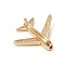 Brass Micro Pave Clear Cubic Zirconia Beads, Long-Lasting Plated, Airliner/Passenger Plane, Golden, 20x24x7mm, Hole: 1.6mm