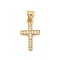 Brass Micro Pave Cubic Zirconia Pendants, Cross, Lead Free & Cadmium Free, Long-Lasting Plated, Real 18K Gold Plated, 16x10x2mm, Hole: 3.5x4.5mm