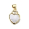 Brass Micro Pave Cubic Zirconia Pendants, Cadmium Free & Lead Free, with Shell, Real 16K Gold Plated, White, Heart, 16x11x2mm, Hole: 5mm