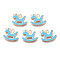 Alloy Enamel Pendants, Cadmium Free & Lead Free, Rocking Horses, Light Gold, Pale Turquoise, 13x16x1.5mm, Hole: 1mm